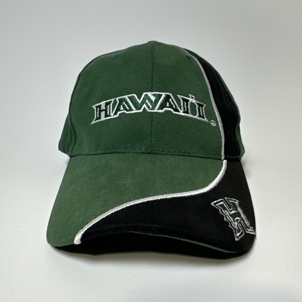 College Cap University Of Hawaii Green Black Adjustable Strap Back